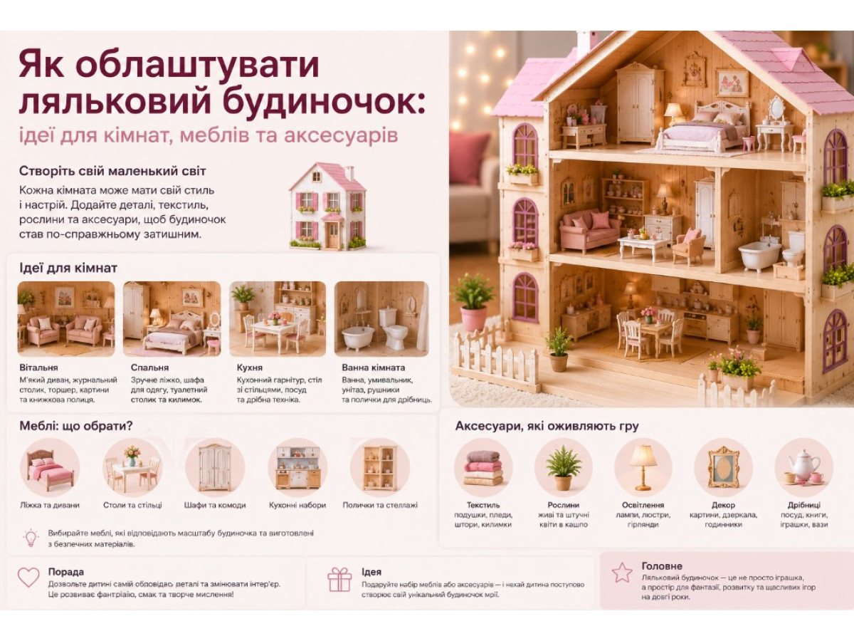 Как обустроить кукольный домик: идеи для комнат, мебели и аксессуаров