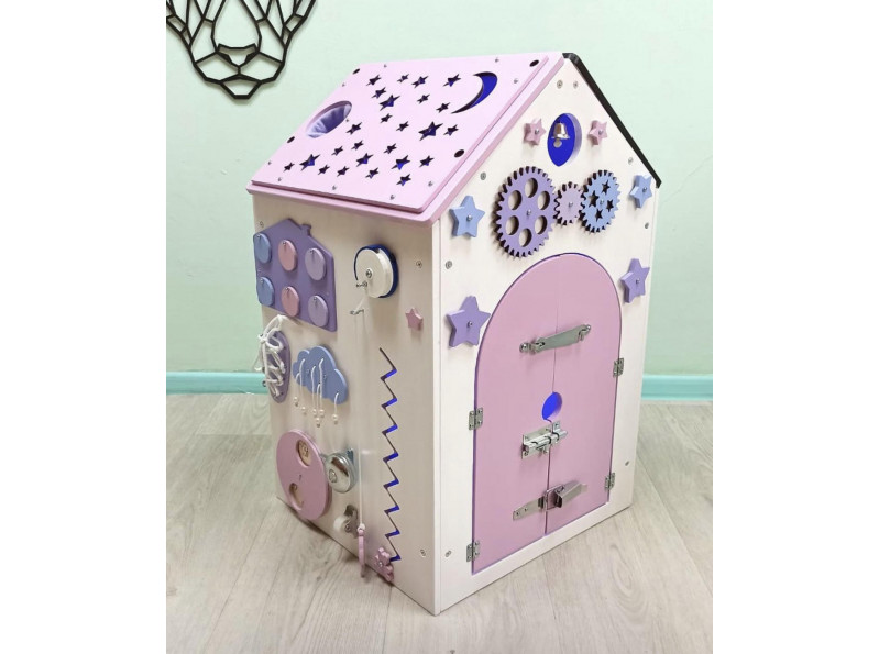 Бізібудиночок рожевий "Зоряне небо" для дівчинки. Розвиваюча іграшка від ChiDe. Розмір 63*39*39
