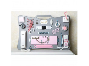 Бізіборд “BusyCase” рожево-сірий 40х60 Для дівчинки від виробника ChiDe