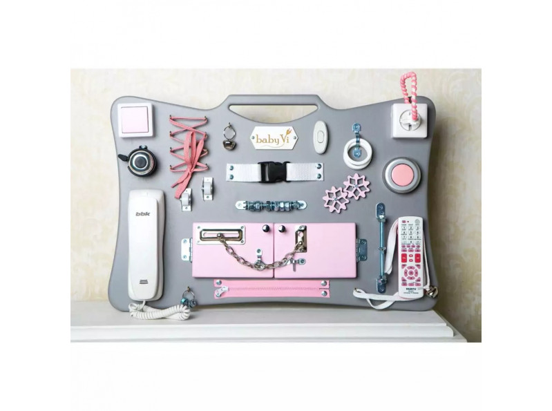 Бизиборд "BusyCase" розово-серый 40х60 для девочки от производителя ChiDe