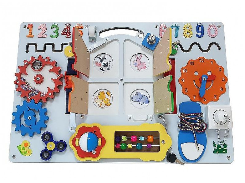 Бізіборд «Розвивайка» 60×40 см з рахівницею різні кольори, розвиваюча дошка для дітей від 8 місяців до 3 років, ChiDe