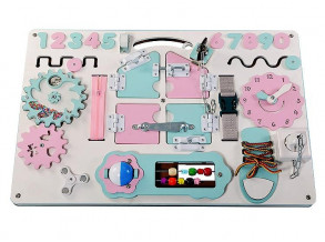 Бизиборд «Развивайка» 60×40 см со счетами разные цвета, развивающая доска для детей от 8 месяцев до 3 лет, ChiDe