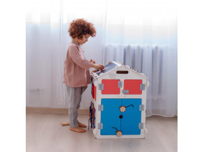 Бизиборд "Деревянный белый домик" для детей от 1 года. Лучший подарок малышу. Размер 60*40*40, ChiDe