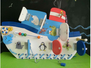 Бизиборд «Кораблик» 40x40 см, развивающая доска для детей от 8 месяцев до 3 лет, ChiDe