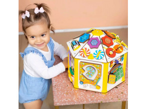 Бизиборд-домик «Смайлики и шарики» 25х25х29 см со светом, развивающая доска для детей от 7 месяцев до 6 лет, ChiDe