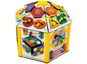 Бизиборд-домик «Смайлики и шарики» 25х25х29 см со светом, развивающая доска для детей от 7 месяцев до 6 лет, ChiDe