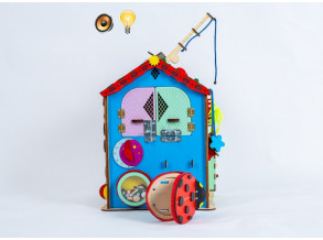 Бизиборд-домик 42x32x32 см с комнатой для кукол, развивающая доска с подсветкой для детей от 1 года до 5 лет, ChiDe