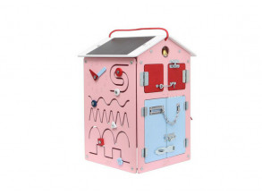Бизиборд-домик Занятный Дом «Нежный» 60x40x40 см, развивающая доска для детей от 8 месяцев до 5 лет, ChiDe