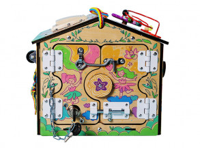 Бизиборд-домик для девочек «Фея со светом» 32x28x26 см, развивающая доска для детей от 8 месяцев до 3 лет, ChiDe