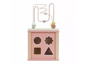 Дерев'яний ігровий куб «Рожеві квіти» 40х20х20 см, маніпуляційна дошка для дітей від 1,5 років, ChiDe