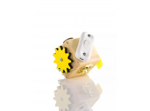 Жовтий маніпуляційний куб для новачків NEWBIE 5x5 см, розвиваючий бізікуб для дітей від 2 років, ChiDe