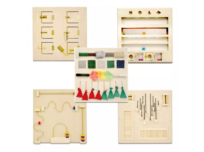 5 панелей Монтессорі в 1 наборі 70×70 см, розвиваючий настінний бізіборд для групи дітей від 1 року до 6 років, ChiDe