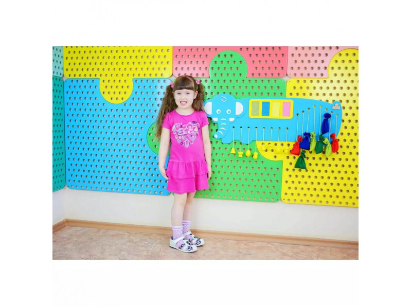 Настенный бизиборд «Слоник» 88×32 см, развивающая доска для группы детей от 1 года до 6 лет, ChiDe