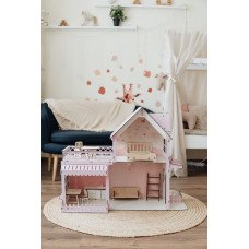 Ляльковий будиночок з дерева Dream Cottage, 2 поверхи, з меблями, комплектація Лайт