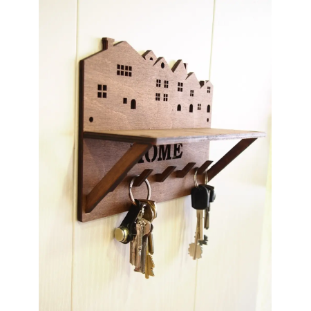 Ключниця настінна дерев'яна "Home" 40х30 см  ChiDe
