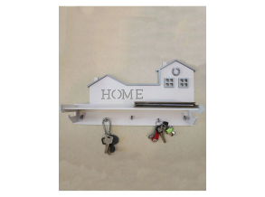 Ключниця настінна дерев'яна біла "Home" 30х15 см  ChiDe