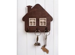 Ключниця в передпокій коричнева дерев'яна у вигляді будиночка 12х15 см ChiDe