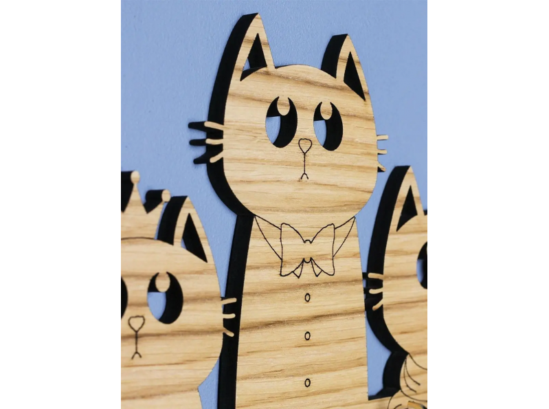 Ключница настенная деревянная без краски "Три кота"  25х16 см ChiDe