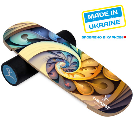 Балансборд Spiral c прорезиненным роликом. Балансир. Баланс борд.  Балансировочная доска. Балансировочный тренажер