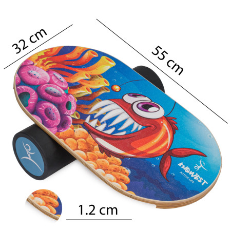 Балансборд  Дитячий Crazy fish з покриттям проти ковзання та прогумованим ролером. Балансир. Баланс борд. Балансувальна дошка. Балансувальний тренажер. 