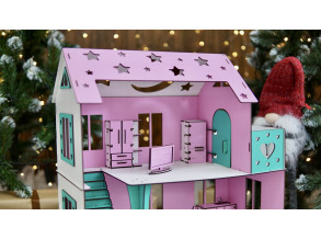 Ляльковий будиночок для Барбі з меблями рожевий 66х52х26 см від CHIDE