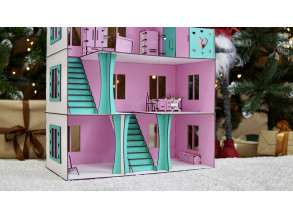 Кукольный домик для Барби с мебелью розовый 66х52х26 см від CHIDE