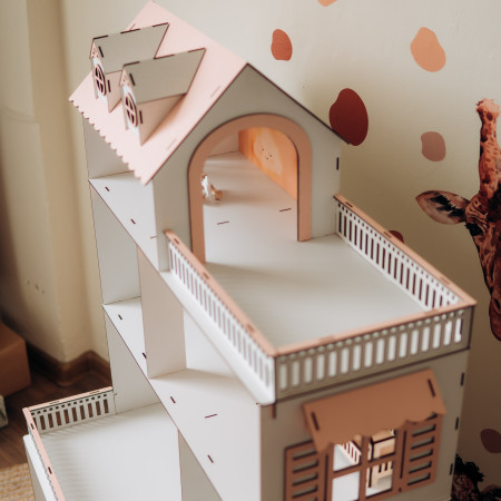 Кукольный домик из дерева Sunny Cottage с мебелью с комплектом мебели Лайт