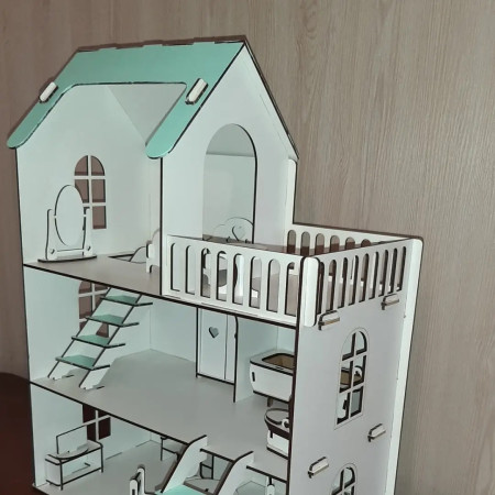 Ляльковий будиночок для ЛОЛ. Будиночок для ляльок з дерева з меблями 49х38х20 см