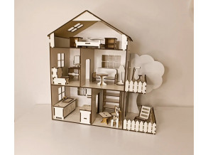 Ляльковий будиночок для Барбі БІЛОСНІЖНИЙ. Будиночок для ляльок з меблями 
