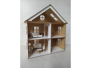 Ляльковий будиночок для Барбі КОМПАКТНИЙ. Будиночок для ляльок з набором меблів
