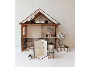 Ляльковий будиночок з терасою для LOL. Будиночок для ляльок з великим комплектом меблів