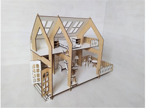 Кукольный домик для LOL с терасой и балконом. Домик для кукол с мебелью