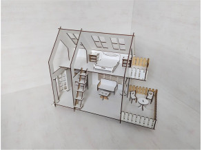 Ляльковий будиночок для LOL з терасою та балконом. Будиночок для ляльок з меблями